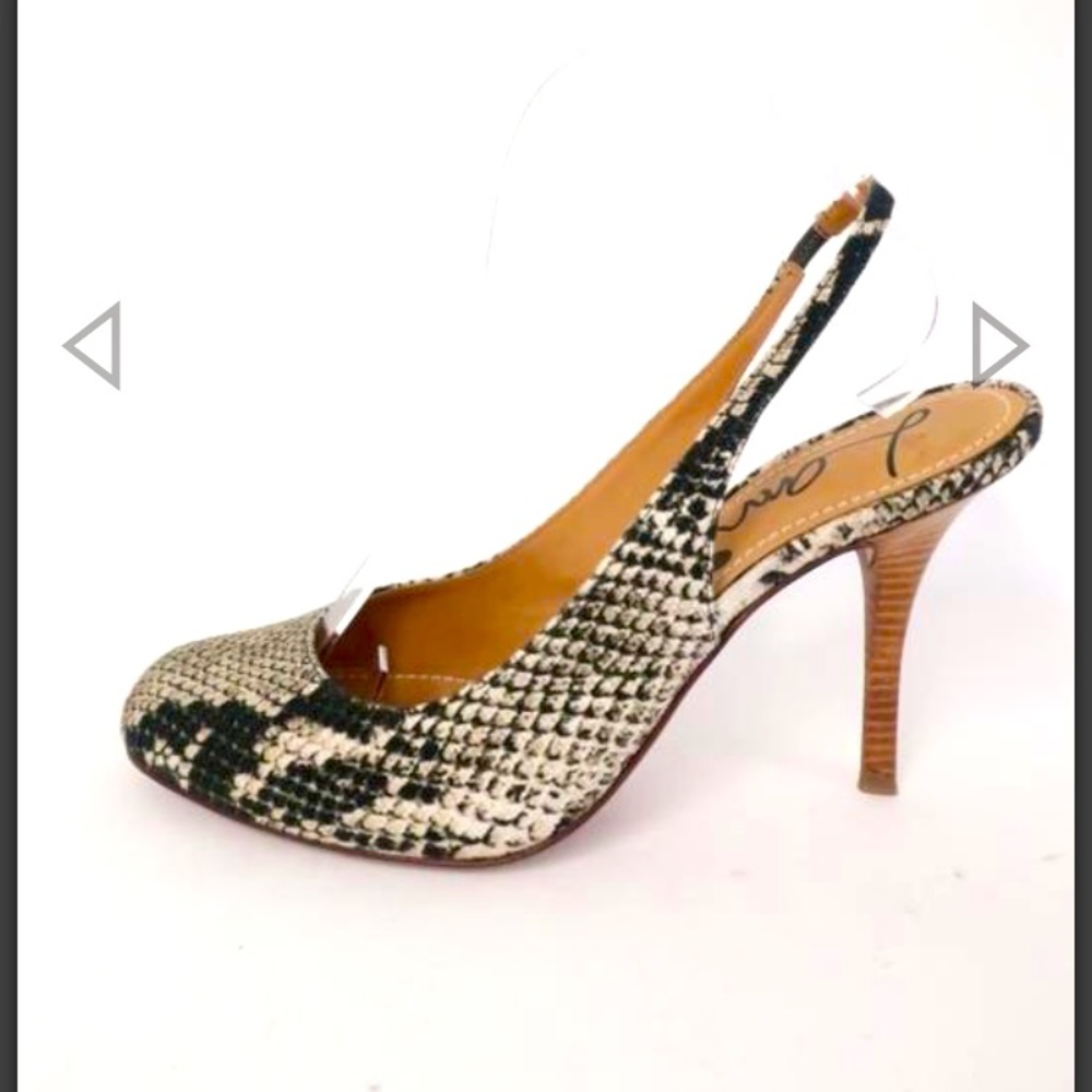 Lanvin Canvas Snake-print Slingback Pumps